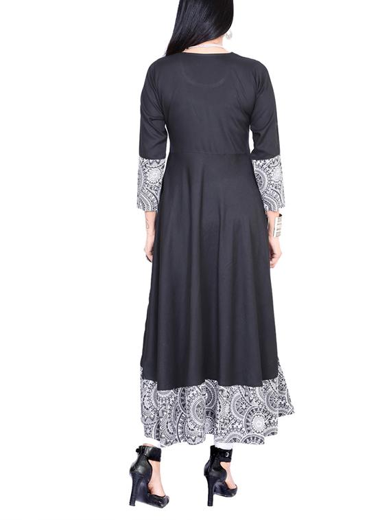 black viscose flared kurta - 11437198 - Standard Image - 3