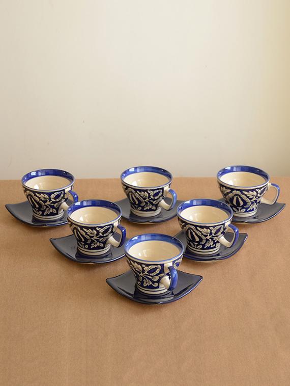 blue ceramic mughal hand painted tea set - 1292863 - Zoom Image - 2