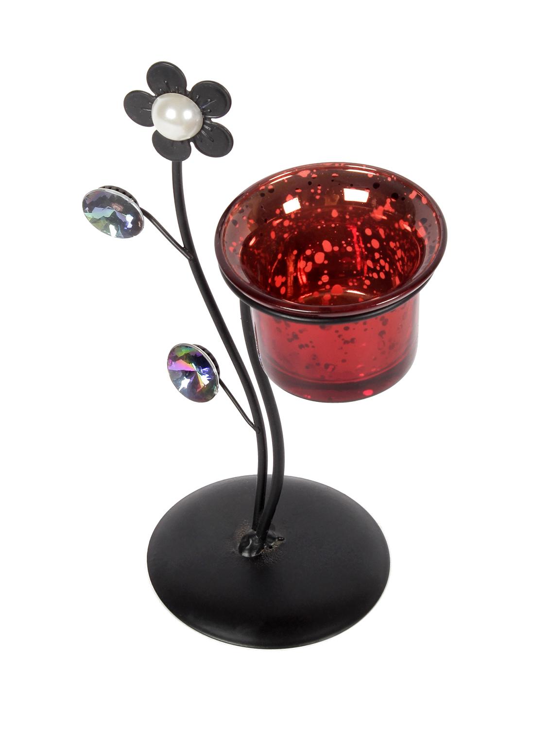 jewel fuel iron and glass flower tealight candle holder - 14054453 - Standard Image - 2