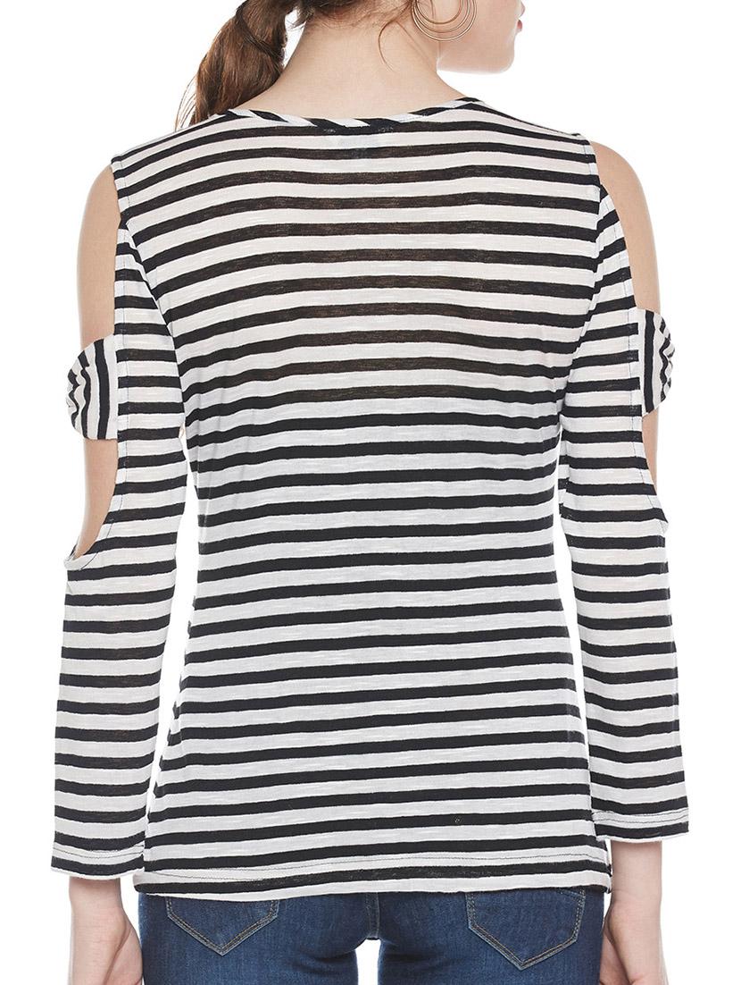 women's striped round neck t-shirt - 14142482 - Zoom Image - 2