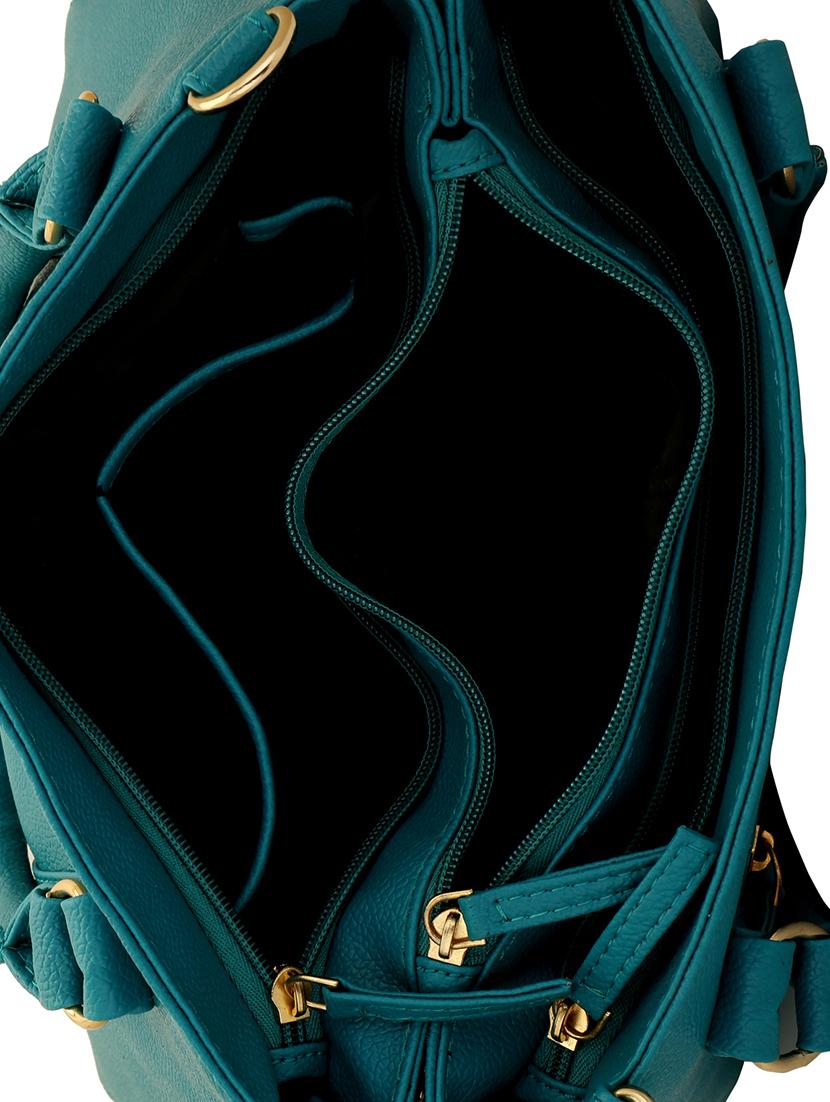 teal green solid regular handbag - 14350224 - Standard Image - 2