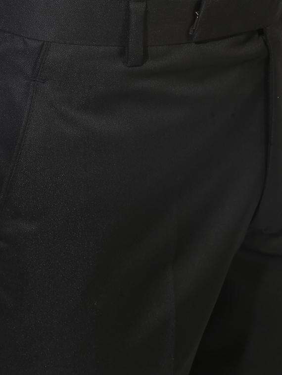 black cotton blend flat front formal trouser - 14559092 - Standard Image - 3