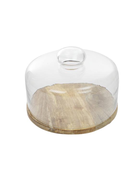 wooden cake platter with glass dome - 14661587 - Zoom Image - 4