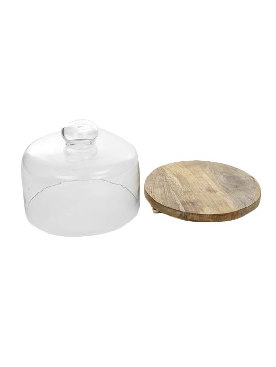 wooden cake platter with glass dome - 14661587 - Standard Image - 6