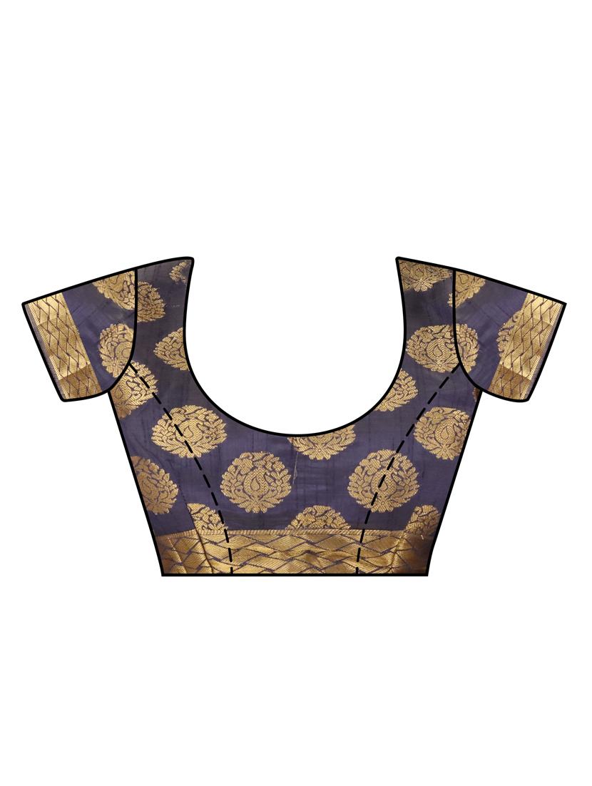 women's blue colored saree with blouse - 15005559 - Zoom Image - 3