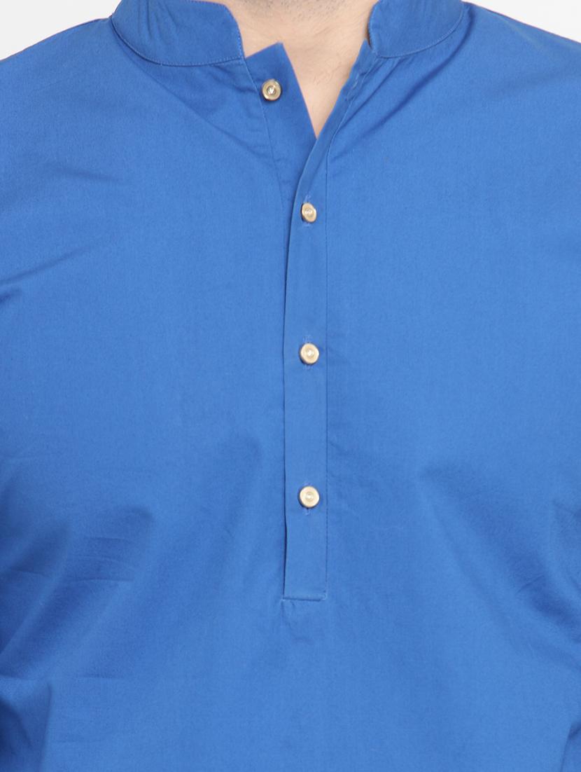 blue solid asymmetric kurta - 15204754 - Zoom Image - 3