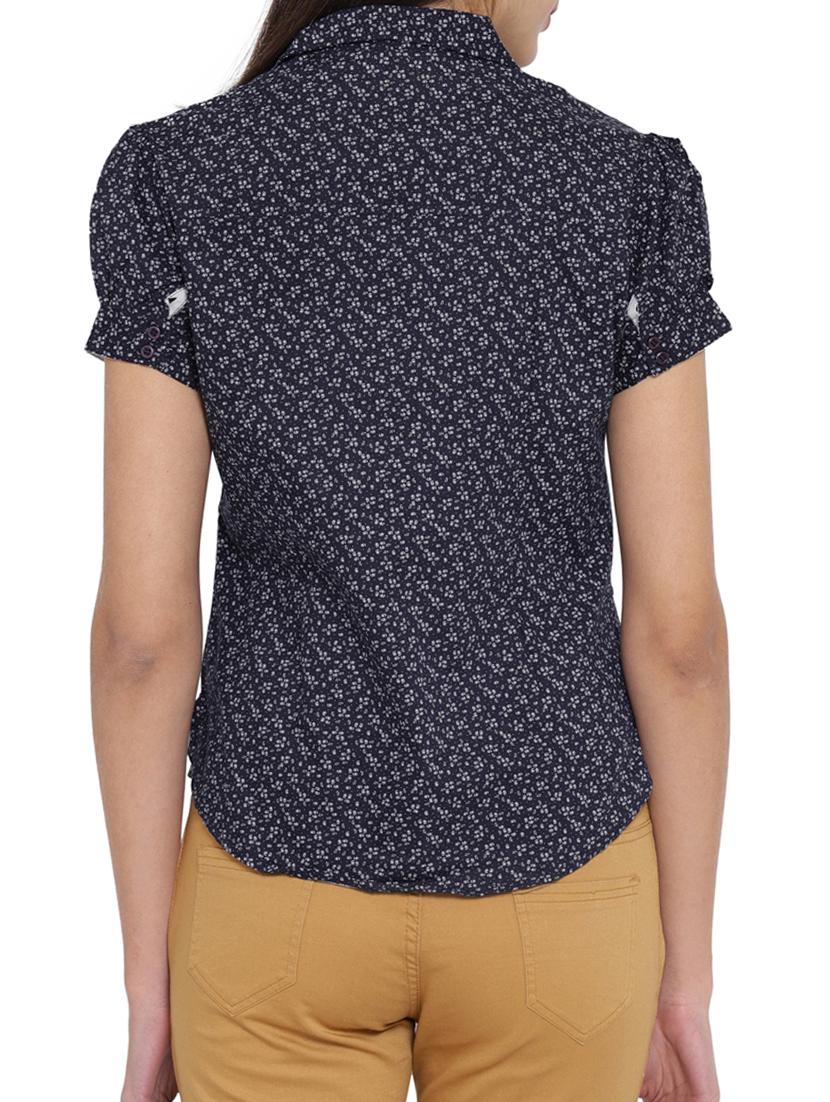 navy blue cotton printed shirt - 15259286 - Zoom Image - 2