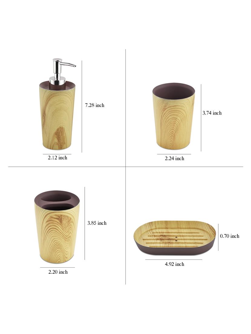 brown polyresin bath set collection of liquid soap dispenser, toothbrush holder, tumbler and soap dish - 15327417 - Standard Image - 3