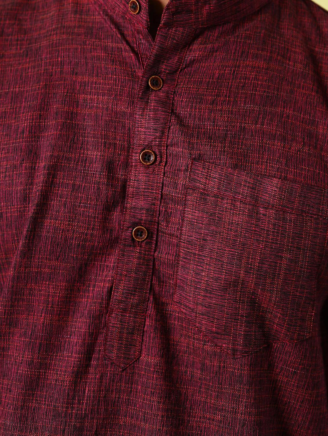 purple solid mandarin neck long kurta - 15355399 - Zoom Image - 5