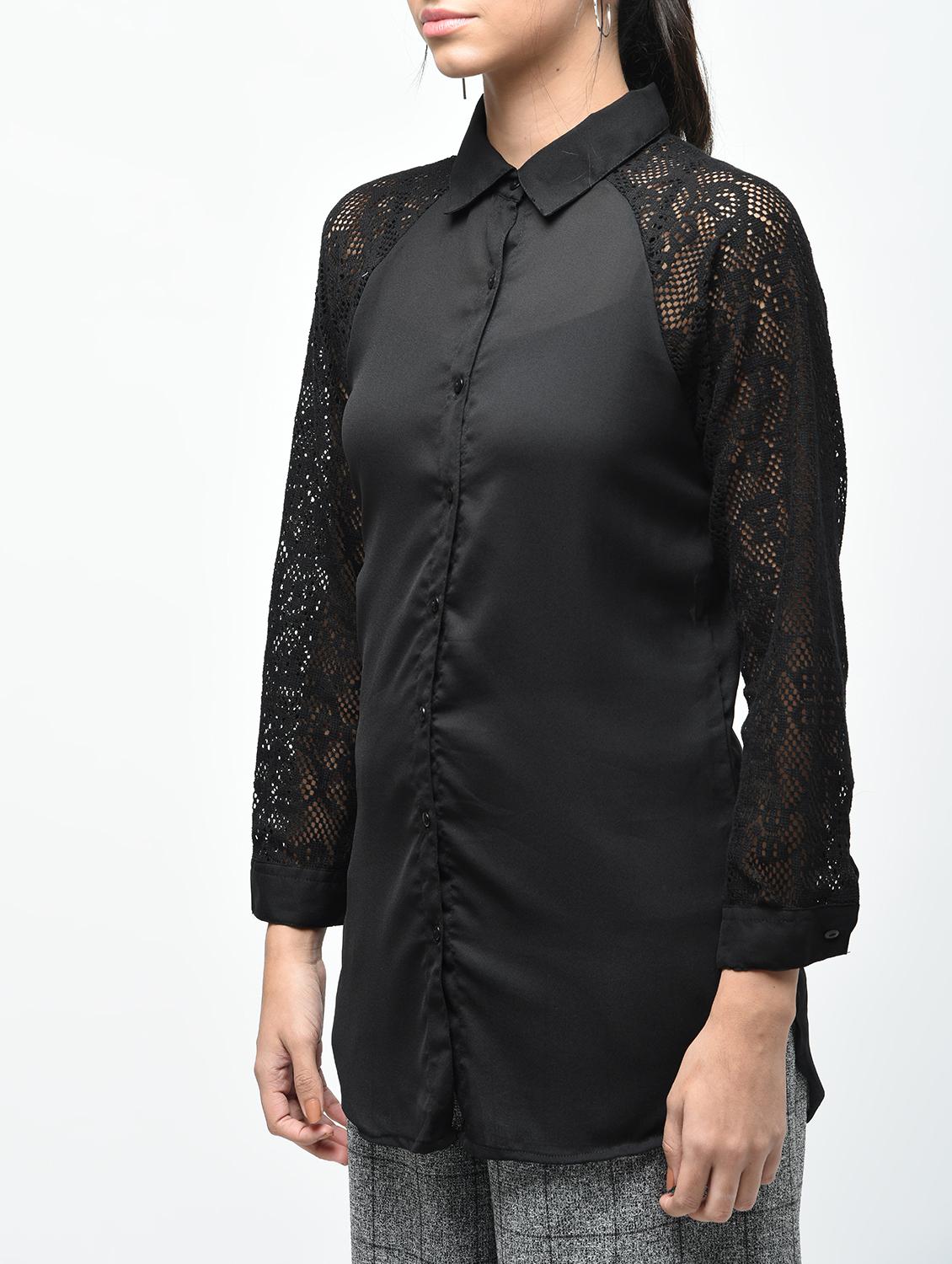 lace raglan sleeved shirt - 15537350 - Standard Image - 4