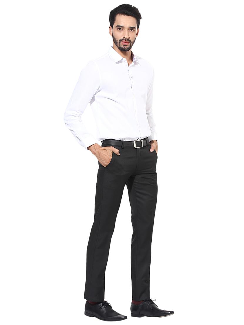 black polyester blend flat front formal trouser - 15569410 - Standard Image - 3