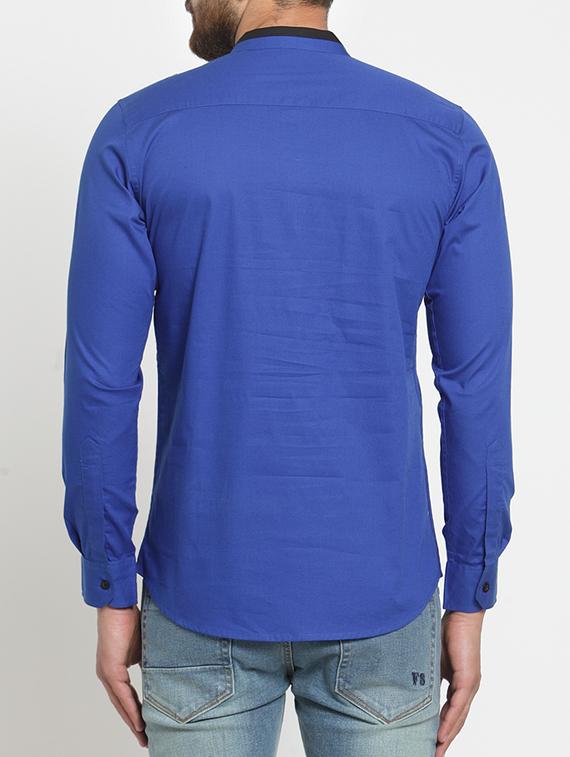 blue solid short kurta - 15703764 - Zoom Image - 2