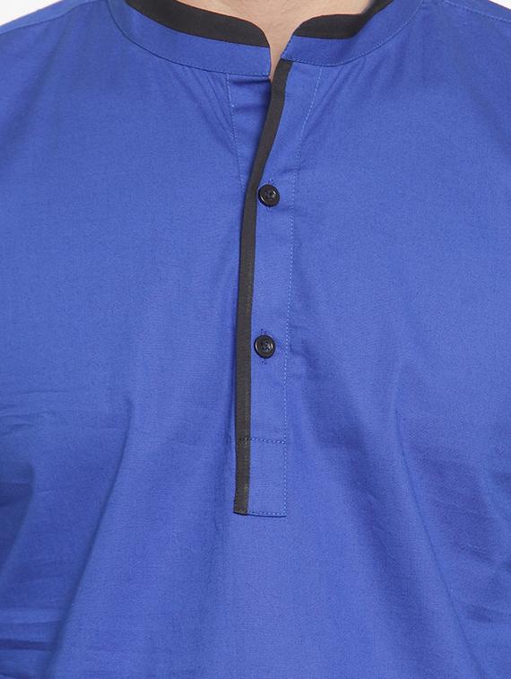 blue solid short kurta - 15703764 - Standard Image - 3