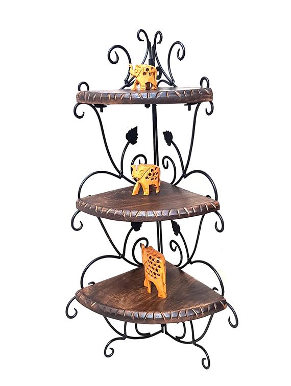 wall mounted wooden corner rack home décor carved furniture shelves - 15793096 - Zoom Image - 2