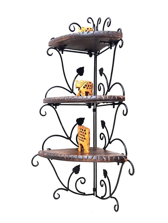 wall mounted wooden corner rack home décor carved furniture shelves - 15793096 - Zoom Image - 3