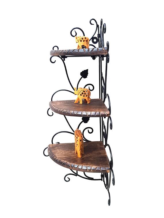 wall mounted wooden corner rack home décor carved furniture shelves - 15793096 - Standard Image - 4
