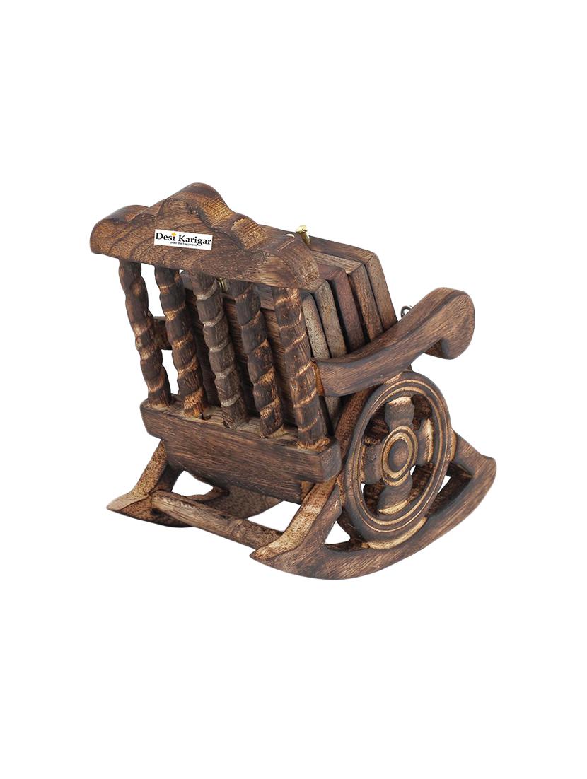 miniature rocking chair design wooden tea coffee coaster set - 15803311 - Standard Image - 2