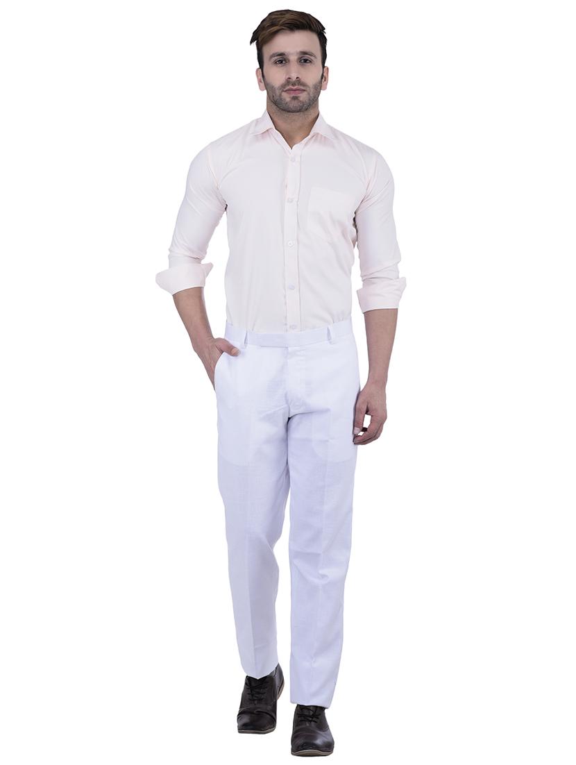 white linen flat front casual trouser - 15867268 - Zoom Image - 3