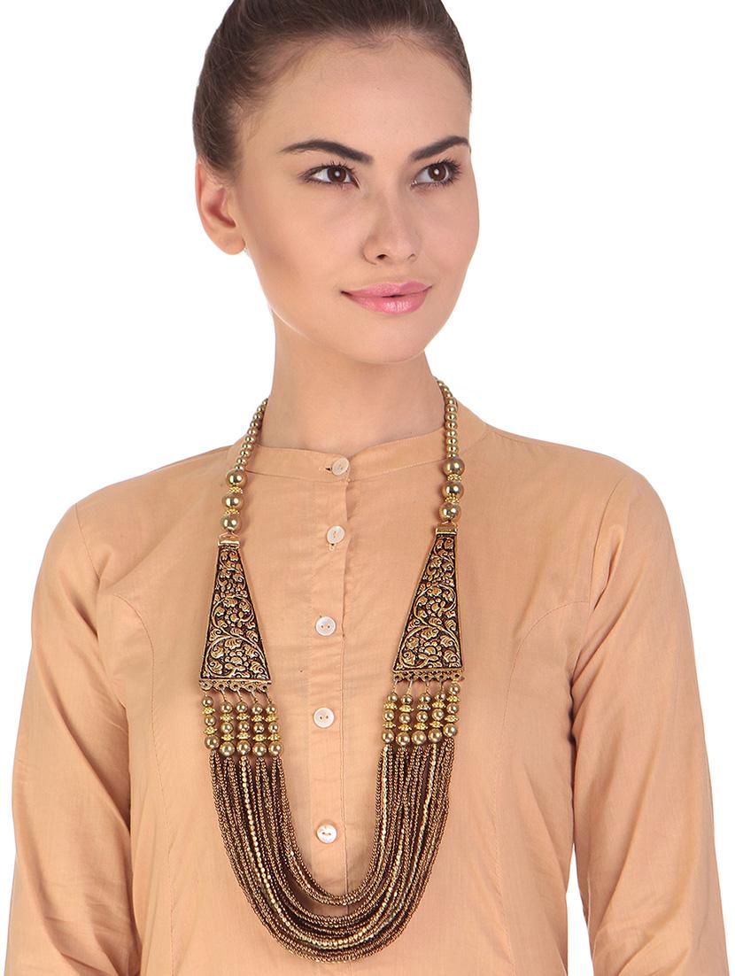 gold metal necklace - 16053478 - Standard Image - 3