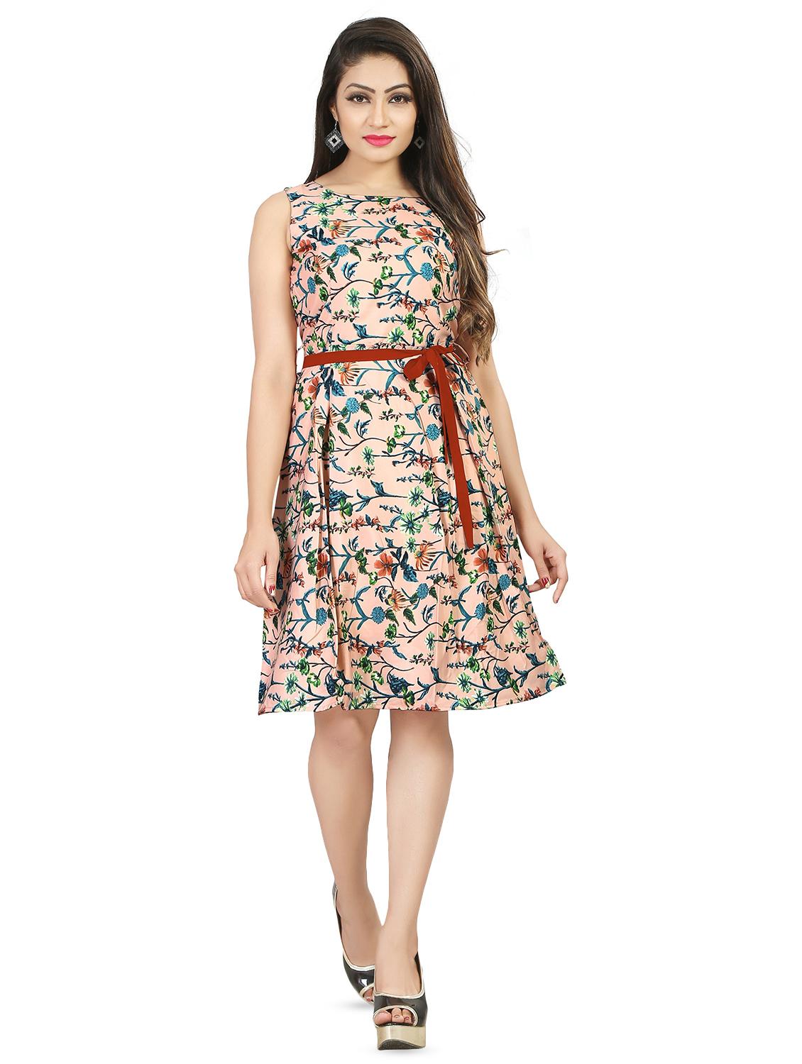 tie knot printed a line dress - 16242026 - Standard Image - 3