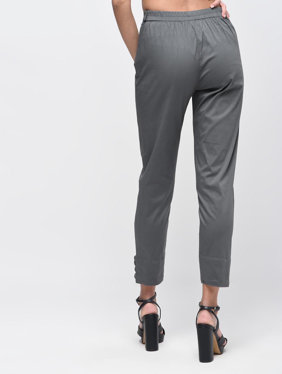 women solid high rise cigarette pants - 16345709 - Standard Image - 2