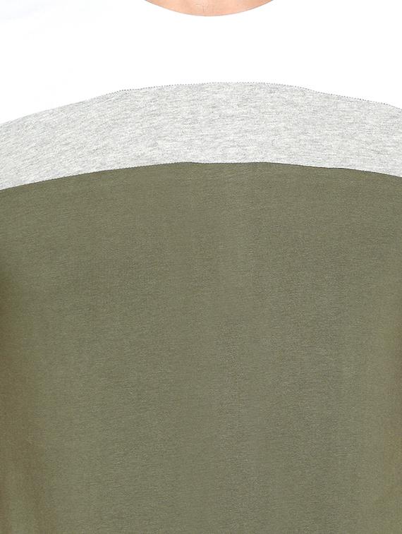 olive green color block t-shirt - 16445116 - Zoom Image - 4