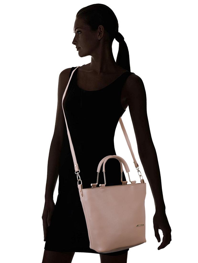 beige leatherette (pu) combo handbag - 16491835 - Zoom Image - 4