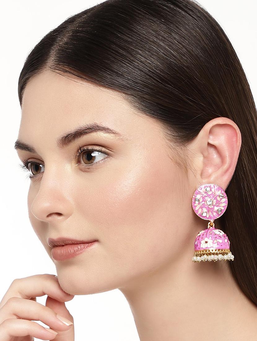 gold metal jhumka earring - 16506477 - Standard Image - 2