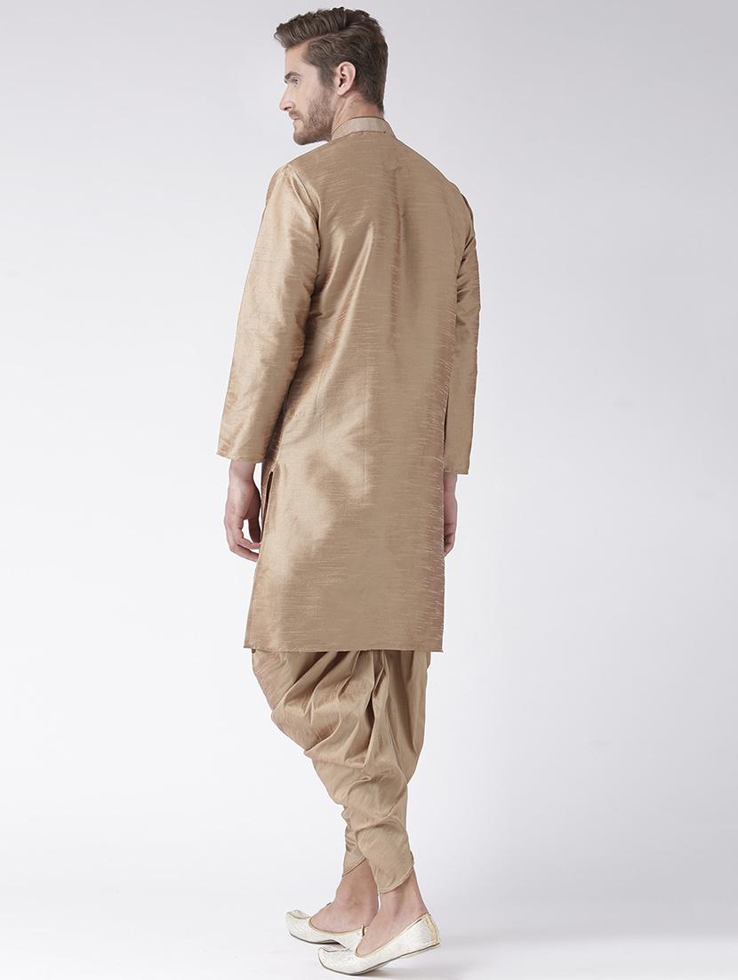 khakhi pure silk dhoti kurta set - 16567381 - Zoom Image - 2