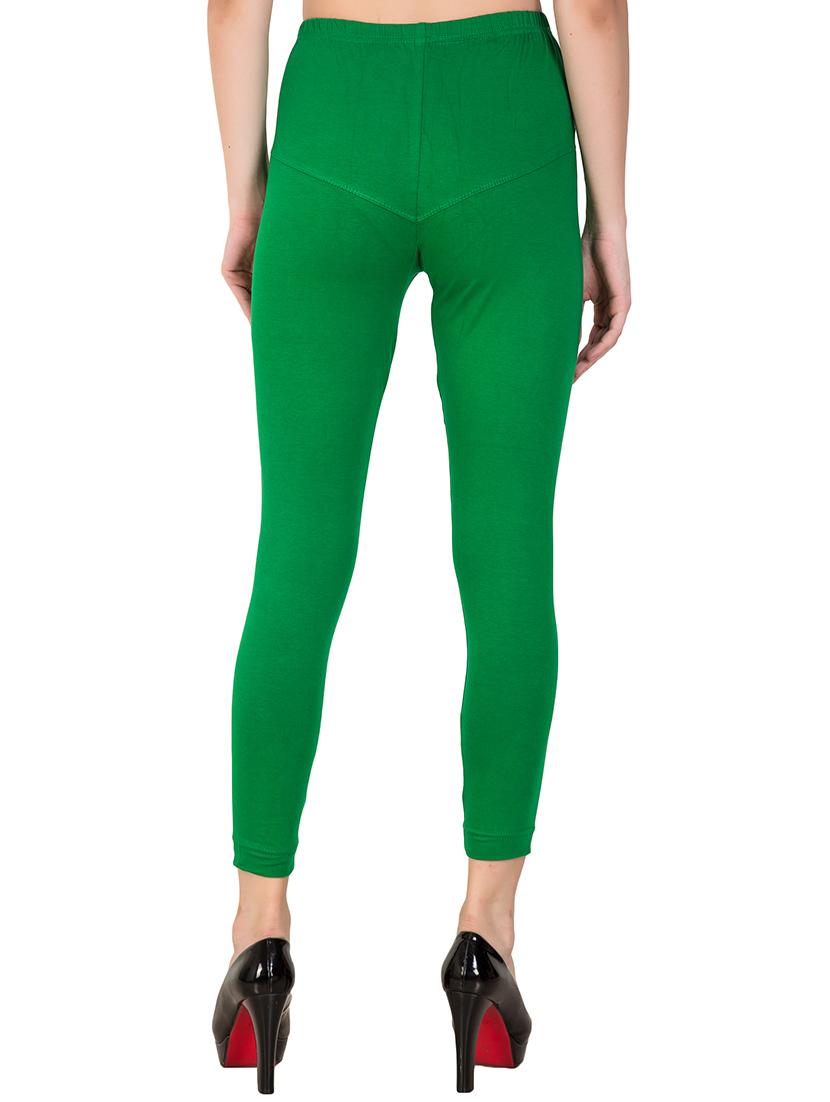 green solid ankle length leggings - 16646232 - Standard Image - 2