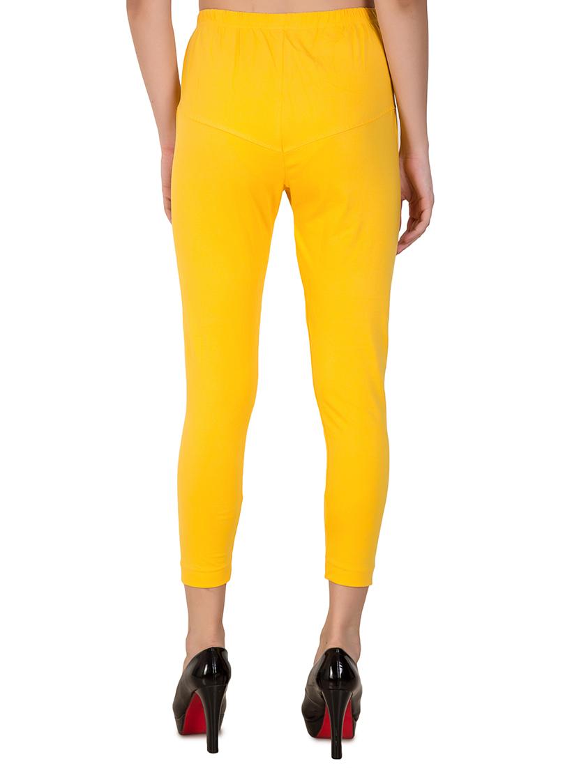 yellow solid solid ankle length leggings - 16646248 - Standard Image - 2