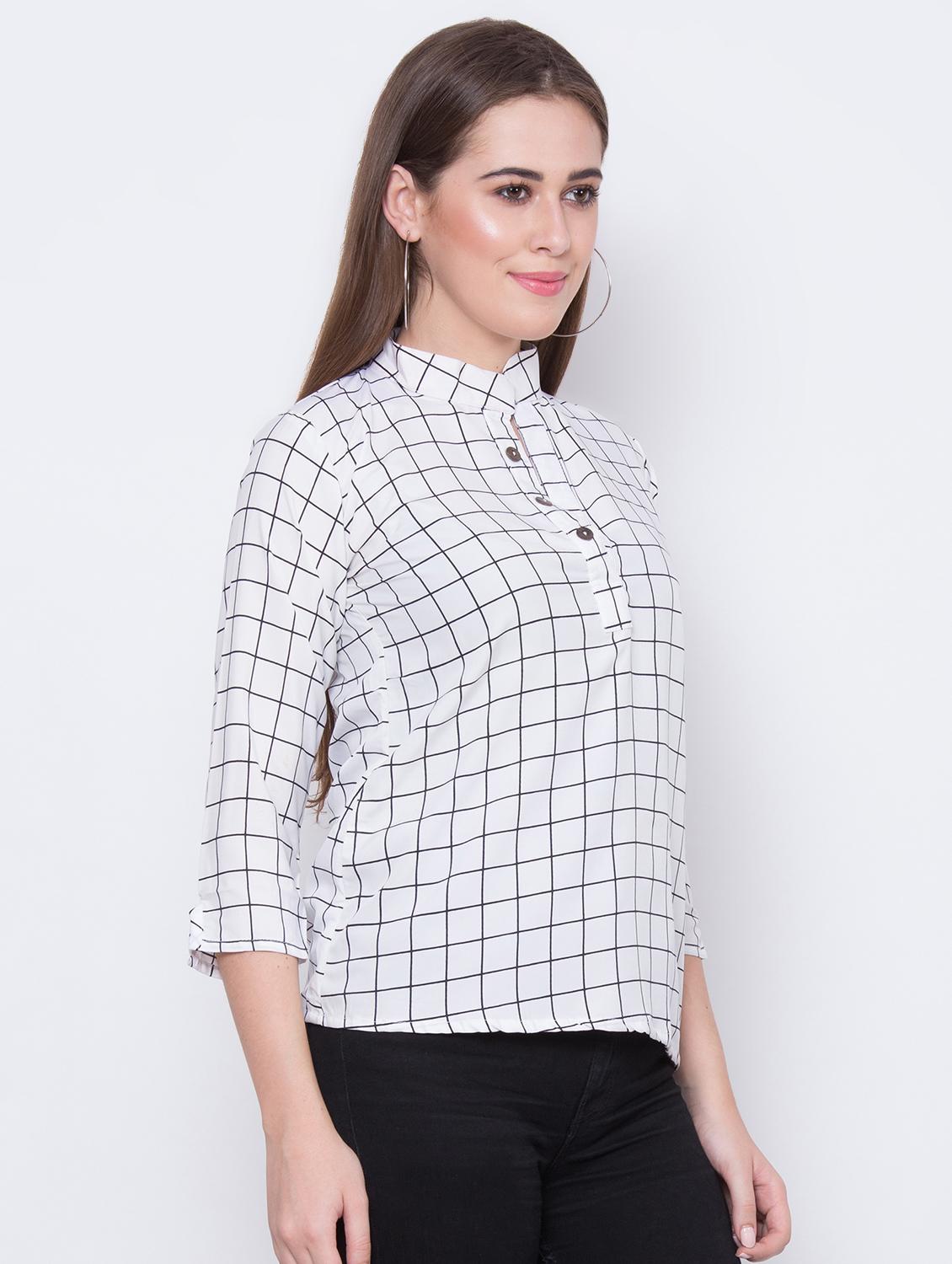 women's straight mandarin neck top - 16649558 - Zoom Image - 2