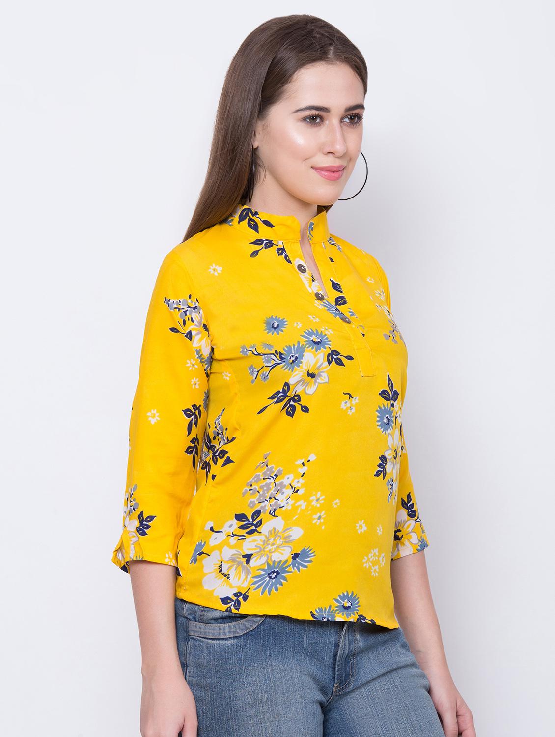 women's straight mandarin neck top - 16649560 - Standard Image - 2