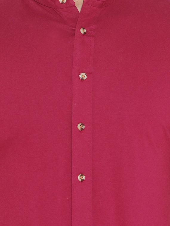 mens pink slim fit solid casual shirt - 16682711 - Standard Image - 4