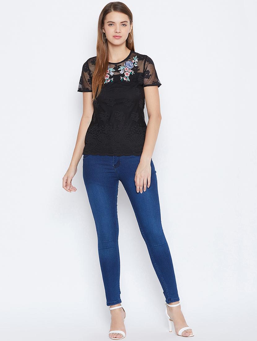 women's straight round neck top - 16764214 - Standard Image - 3