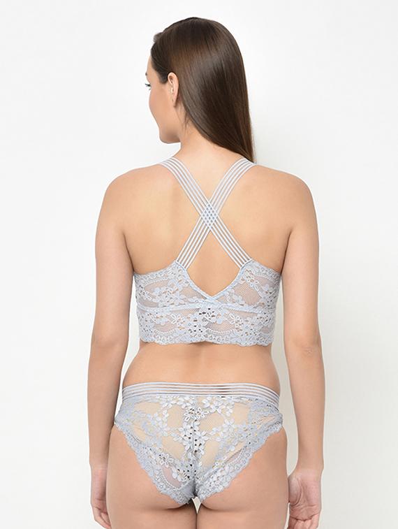 grey lace bras and panty set - 16794178 - Standard Image - 2