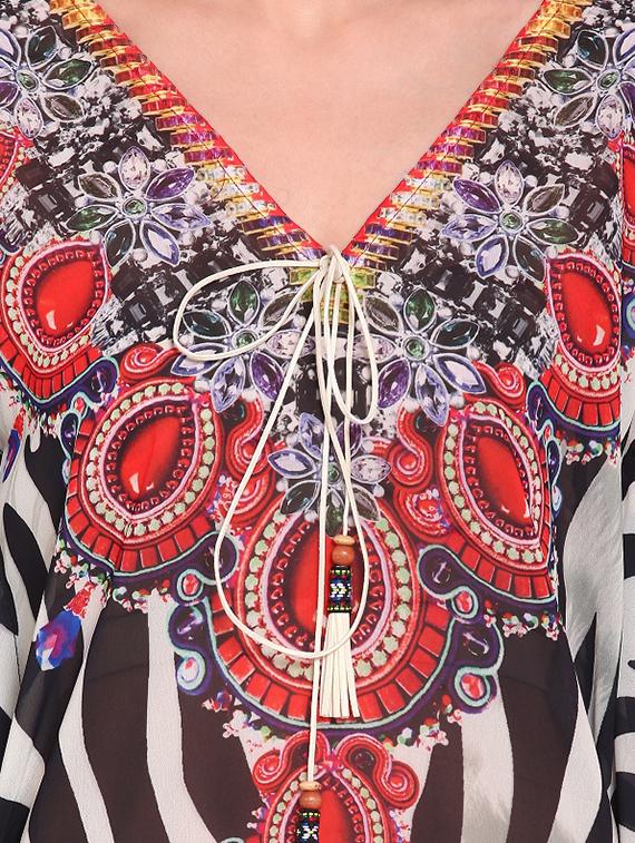 v-neck printed coverup - 16813677 - Standard Image - 4