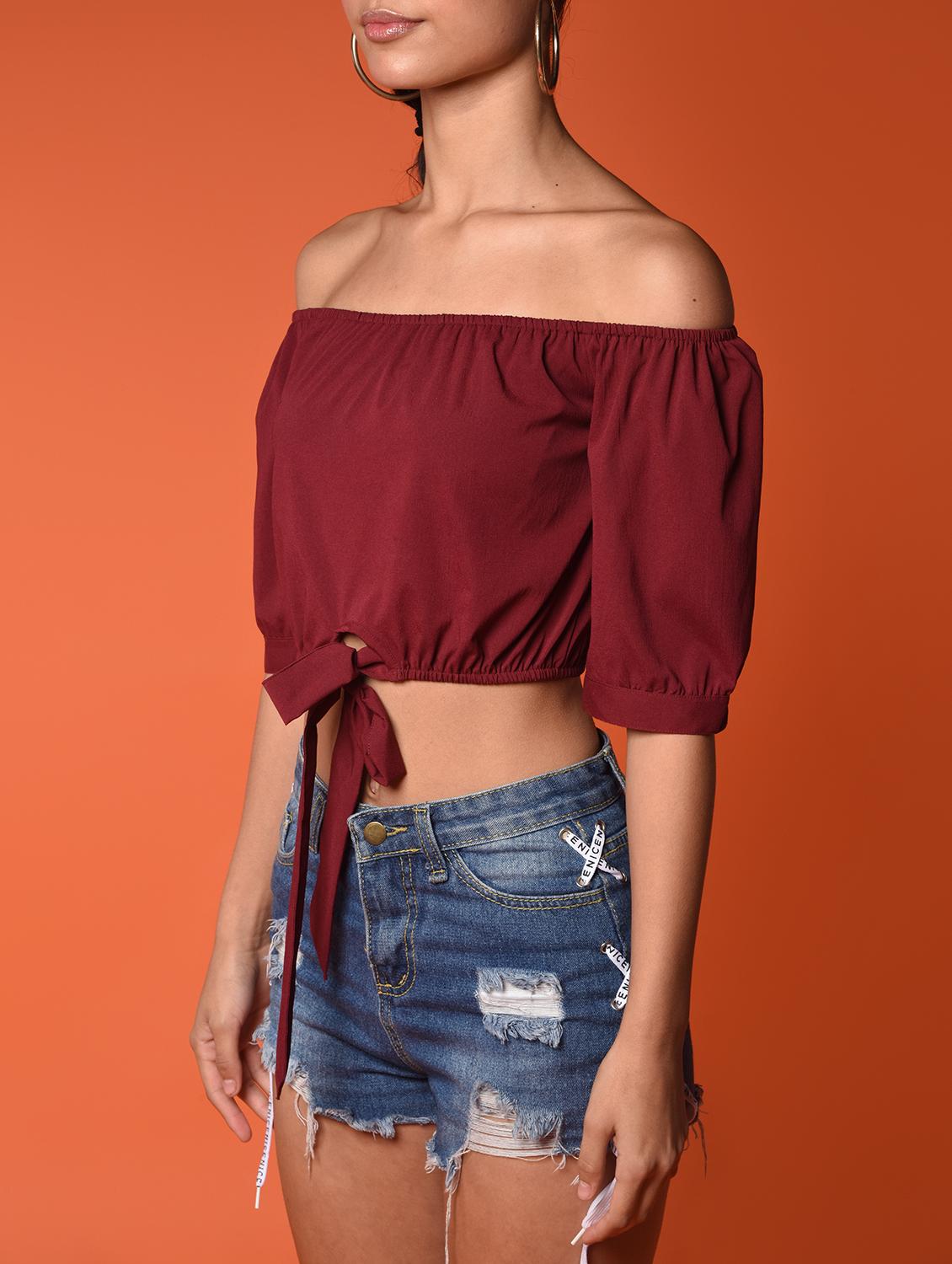 women's crop off shoulder top - 16936292 - Zoom Image - 4