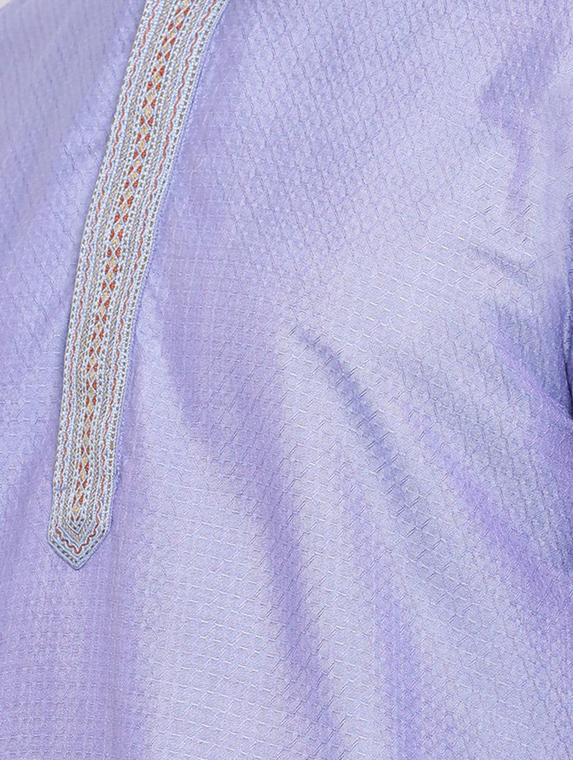 purple self design silk blend long kurta - 16942358 - Zoom Image - 4