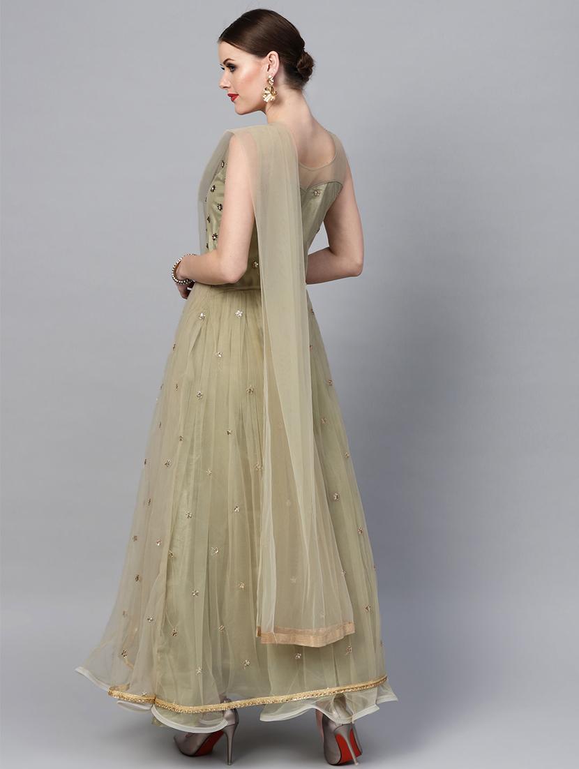 embellished net flared gown - 17087757 - Standard Image - 2