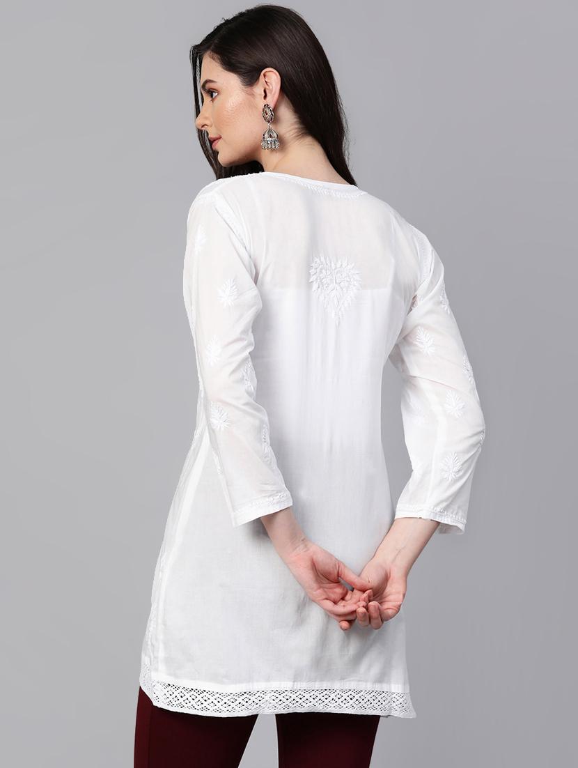 hand-embroidered chikankari straight kurti - 17098985 - Standard Image - 2