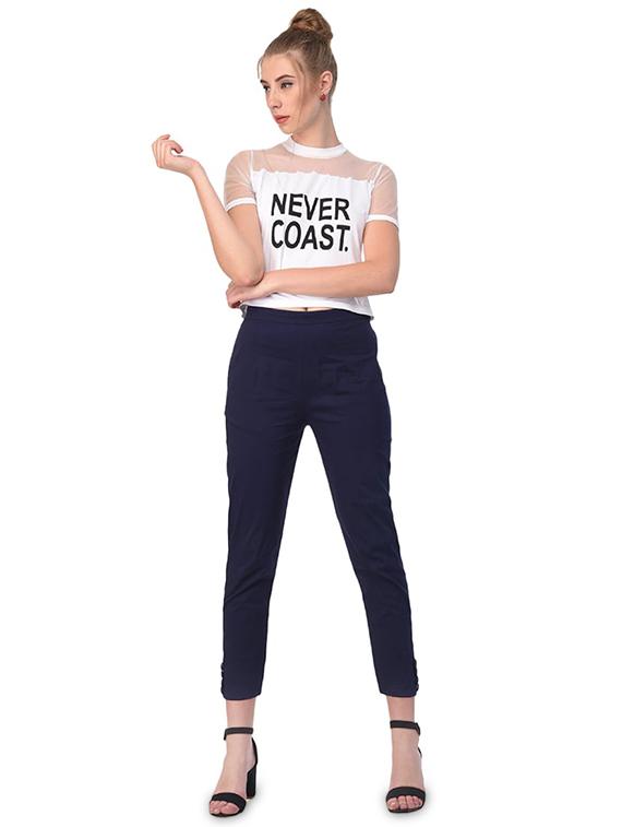 women solid high rise cigarette pants - 17138890 - Standard Image - 3