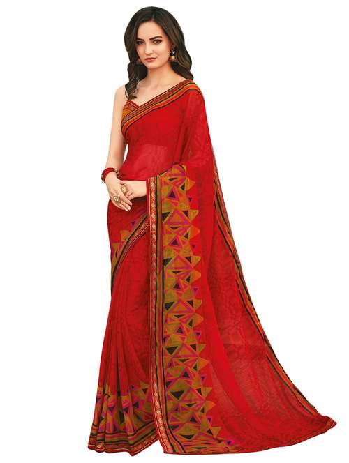 geometrical printed saree with blouse - 17153105 - Very Small Image - 1