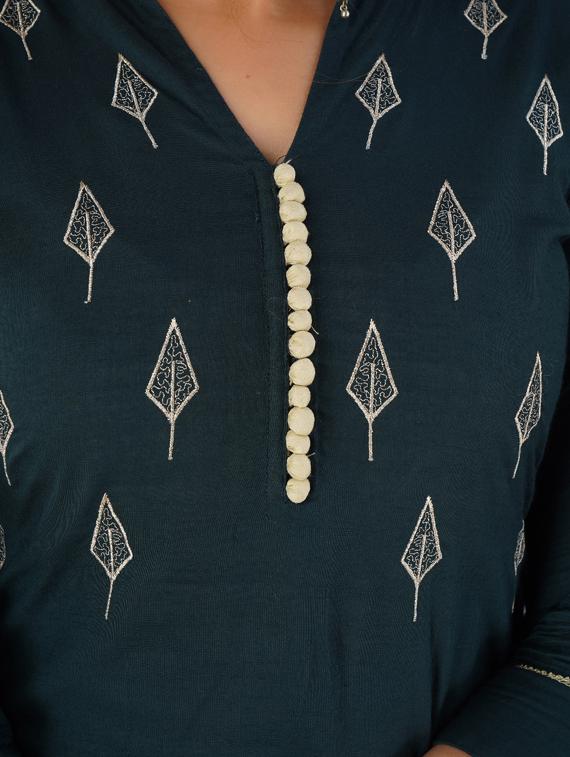 embroidered kurta palazzo set - 17218564 - Standard Image - 3