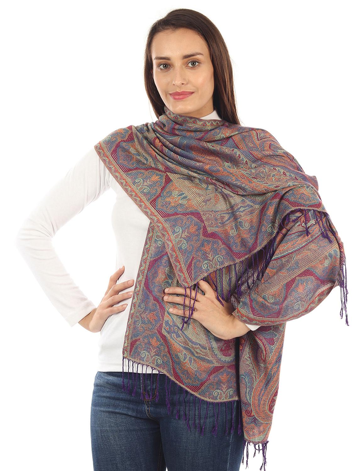 multi colored silk blend stole - 17229361 - Standard Image - 2