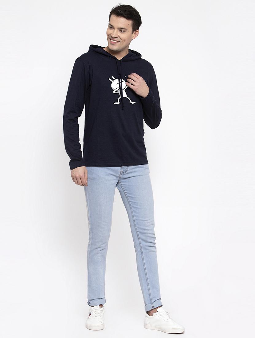 navy blue chest print t-shirt - 17263831 - Standard Image - 3