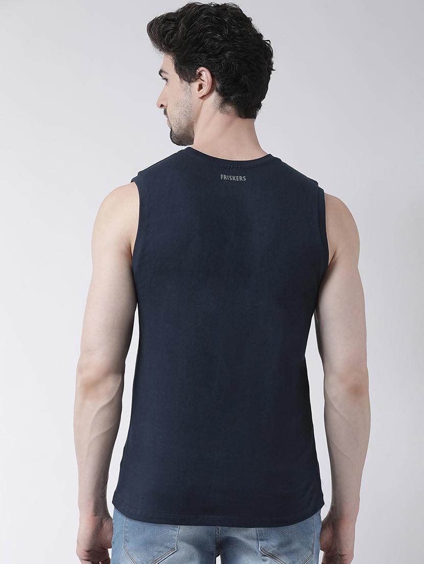 navy blue chest print t-shirt - 17267486 - Standard Image - 2