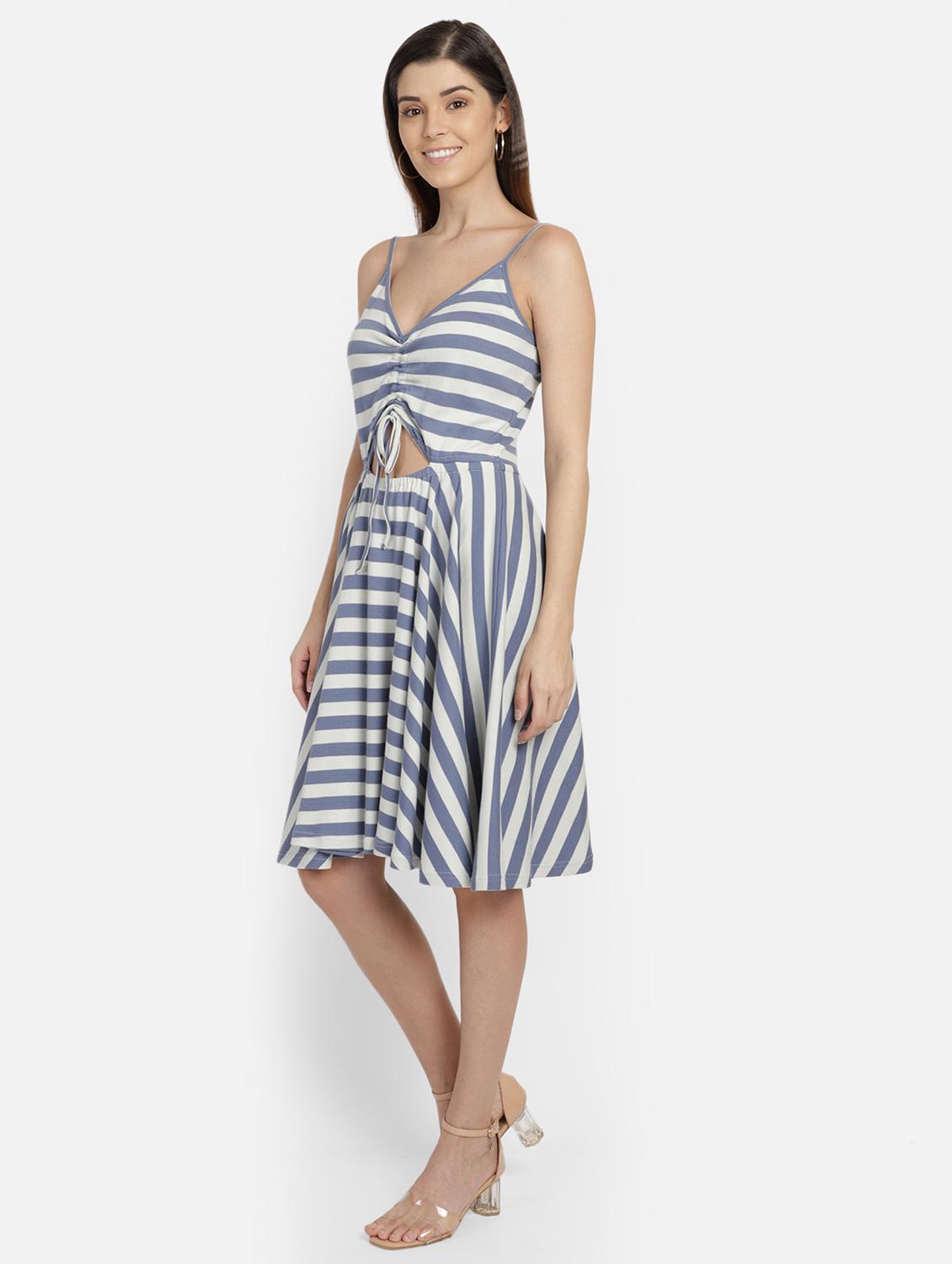 women's fit & flare striped dress - 17288540 - Standard Image - 3