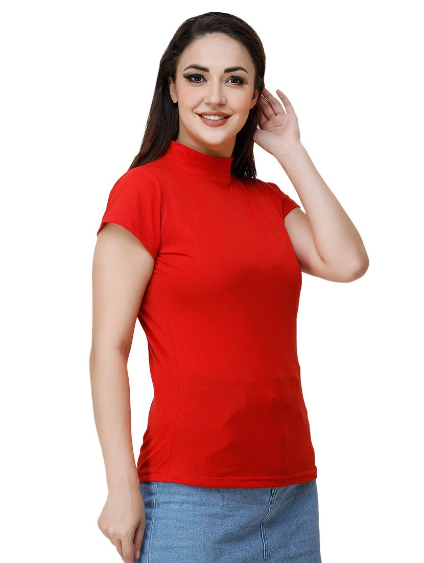 women's plain high neck t-shirt - 17300511 - Zoom Image - 1