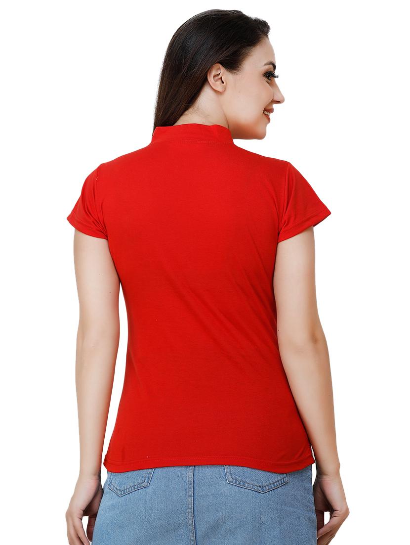 women's plain high neck t-shirt - 17300511 - Standard Image - 2